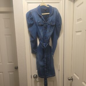 Ashley Stewart Blue Denim Long Sleeve Dress